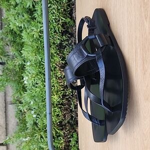 Allsaints Bayley Black Leather Sandals Size 8